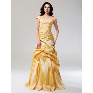 A line Off the shoulder Floor length Taffeta Evening/Prom Dress