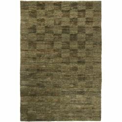 Handwoven Mandara Geometric Green Rug (79 X 106) (BrownPattern GeometricTip We recommend the use of a  non skid pad to keep the rug in place on smooth surfaces. All rug sizes are approximate. Due to the difference of monitor colors, some rug colors may 