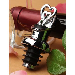 Double Hearts Design Wine Bottle Pourer and Stopper Set