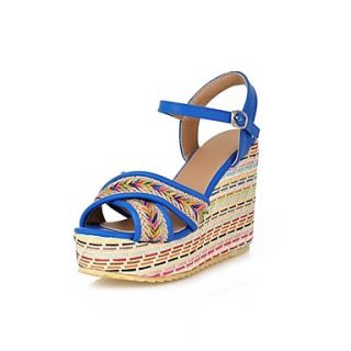 Faux Leather Womens Wedge Heel Platform Open Toe Sandals With Braided Strap Shoes(More Colors)