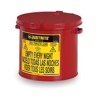 Justrite All Steel Waste Can   10Dia.X10H   2 Gallon Capacity   Red