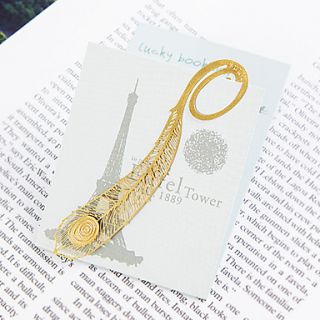Golden Peacock Feather Bookmark Favor (Set of 5)