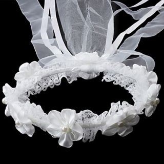 Satin/Lace With Imitation Pearl Wedding Flower Girl Headwreath