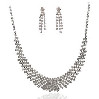 Gorgeous Czech Rhinestones Alloy Plated Wedding Jewelry Set,Including Necklace And Earrings