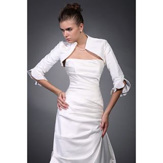 3/ 4 Length Sleeves Taffeta Bridal Jacket/ Wedding Wrap