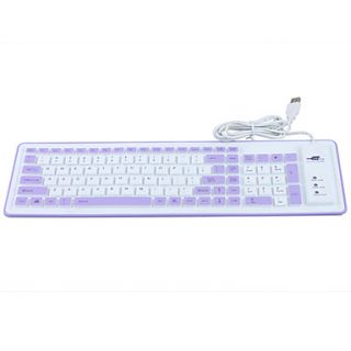 Water proof silicone keyboard with USB cable (WhitePurple)