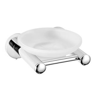 Frosted Glass Soap Dish Holder Chrome Finish