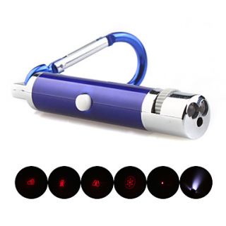 5 in 1 1mw 650nm Projective Red Laser Pointer with 2LED and Keychain Blue