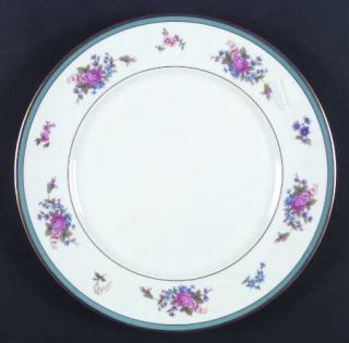 Lamberton Elizabeth Leigh Dinner Plate, Fine China Dinnerware   Aqua Band, Multi