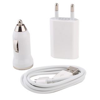 3 in 1 Charger Kit for iPhone 4/4S iPod (Apple 30 pin, EU Plug)