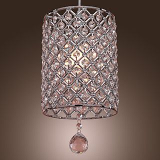 Contemporary Crystal Drop Pendant Light in Cylinder Style