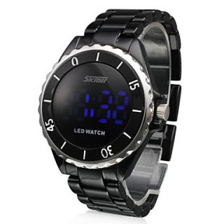 Unisex Blue LED Digital Black Ceramic Band Wrist Watch