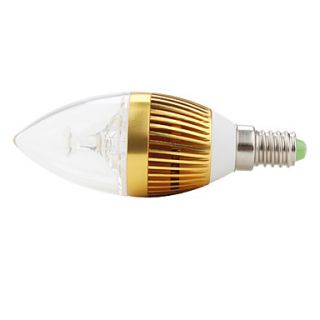 E14 3x1W 300LM 6000 6500K Natural White Light Gold Cover LED Candle Bulb (85 265V)