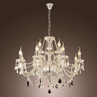 12 light The style of palace Glass Chandelier With Candle Bulb