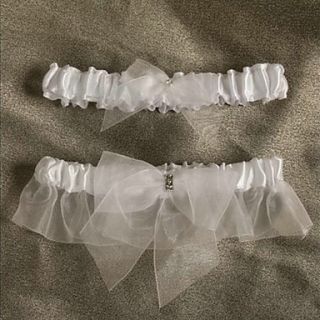 Satin Garter With Organza Bow (Set of 2)