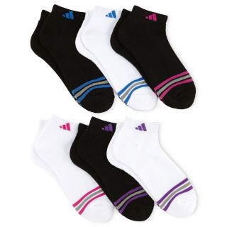 Adidas 6 pk. Striped Low Cut Socks, Black/White, Womens