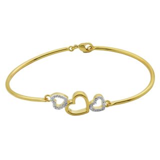 Bridge Jewelry Diamond Accent Triple Heart Bangle Bracelet