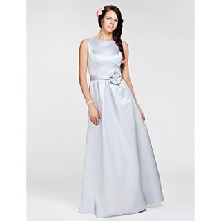 A line Bateau Floor length Satin Bridesmaid Dress (264004)