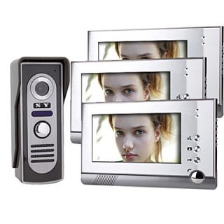 7 Inch Color TFT LCD Video Door Phone Intercom System (1 Camera with 3 Monitor)