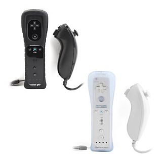 Pair of 2 in 1 MotionPlus Remote and Nunchuk Controllers for Wii/Wii U (Black and White)