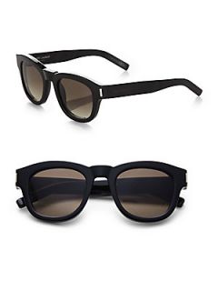 Saint Laurent Bold Round Sunglasses   Black