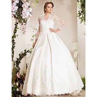 A line Sweetheart Chapel Train Lace Satin Wedding Dress Inspired By Kate Middleton