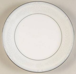 Noritake Anaheim Salad Plate, Fine China Dinnerware   Raised White Flowers, Gray