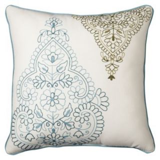Threshold Embroidered Global Toss Pillow   Blue (20x20)