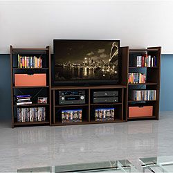 Mocha Finish 42 inch Tv Stand With Two Audio Stands