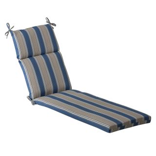 Pillow Perfect Outdoor Blue/ Tan Striped Chaise Lounge Cushion (Blue/Tan Striped Materials 100 percent polyesterFill Polyester fiber fillClosure Sewn seam Weather resistantUV protectionCare instructions Spot clean onlyWeight 4 Pounds Dimensions 72.5