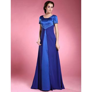 A line Scoop Floor length Satin And Chiffon Mother of the Bride Dress