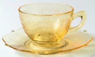 Lancaster Patrick Yellow Cup and Saucer Set   Yellow, Depression Glass