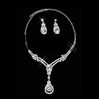 Gorgeous Rhinestone Spring Garden Ladies Necklace and Earrings Jewelry Set (50 cm)