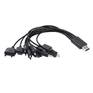 Universal 10 in 1 USB Power Cable (27cm, Black)