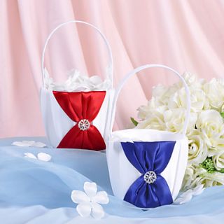 Flower Basket In Satin With Rhinestones And Sash (More Colors)