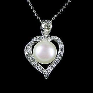 Silver Plated White AA Freshwater Pearl Pendant Necklace