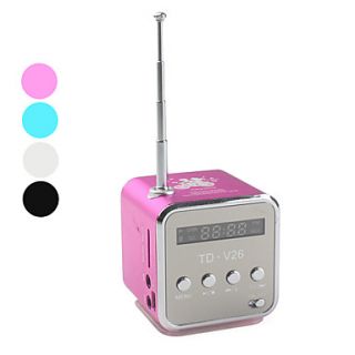 Mini Cube Digital FM Radio Speaker (MicroSD Reader, USB, FM Radio, Assorted Colors)
