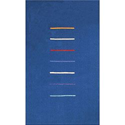 Hand tufted Stripes Blue Wool Rug (2 X 4) (BluePattern GeometricMeasures 0.5 inch thickTip We recommend the use of a non skid pad to keep the rug in place on smooth surfaces.All rug sizes are approximate. Due to the difference of monitor colors, some ru