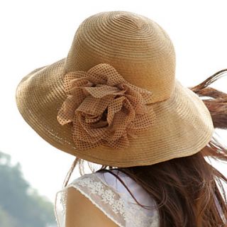 Polka Flower Sunblock Straw Floppy Hat