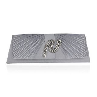 Ruched Satin With Crystal Evening Bag (More Colors)