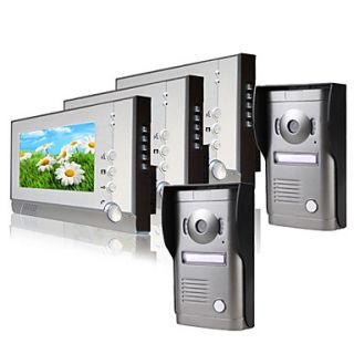 Three 7 Inch Monitor Color Video Door Phone System (2Alloy Weatherproof Cover Camera)