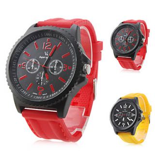 Unisex Casual Style Silicone Band Quartz Wrist Watch (Assorted Colors)