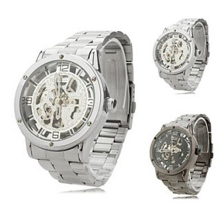 Mens Hollow Alloy Analog Mechanical Wrist Watch (Assorted Colors)