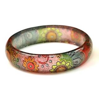 Ladies Resin Round Bangles Classic Bracelet With Sun Flowers