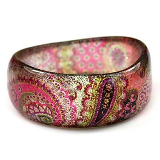 Ladies Resin Round Bangles Classic Bracelet With Gypsy Colorful Print