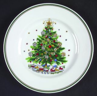 Salem Christmas Eve (Porcelain) Salad Plate, Fine China Dinnerware   Green&Gold