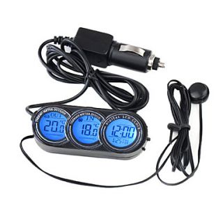Car LCD Screen Clock with Thermometer Calendar