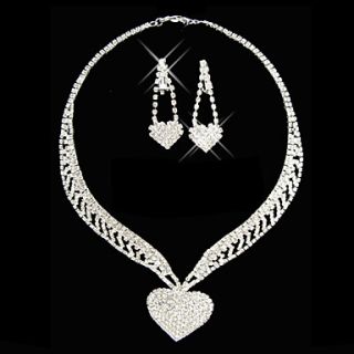 Gorgeous Rhinestone Two Piece Heart Design Ladies Jewelry Set (45 cm)