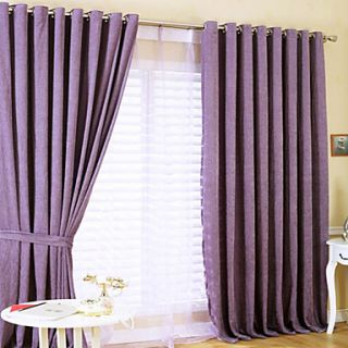 (Two Panels) Purple Solid Thermal Curtain