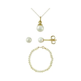 Girls Cultured Freshwater Pearl 14K Gold 3 pc. Jewelry Set